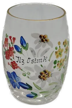 Glas 'Ilz Ostmk', bunt mit Goldrand, handbemalt - Bild 1