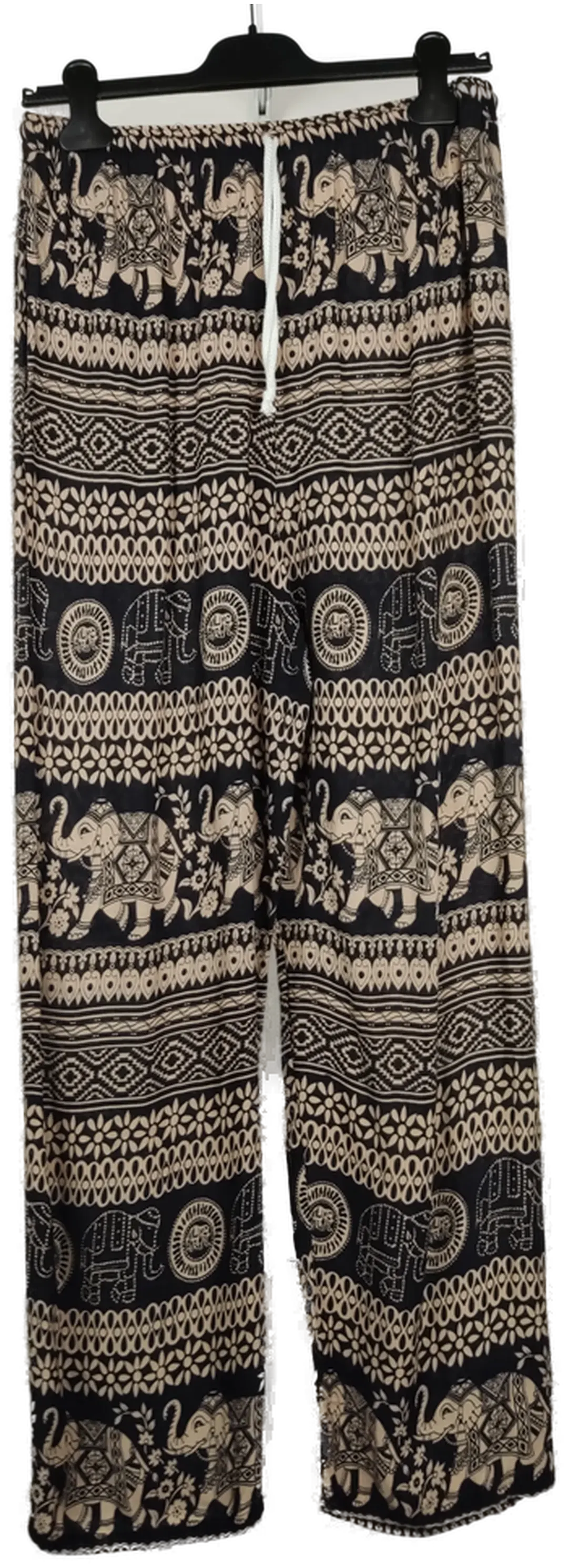 Damenhose bedruckt schwarz braun - W32 - Bild 1