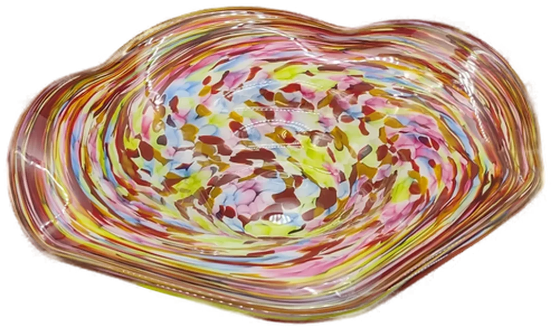 Bunte Kunst Glasschale im Taschentuch Design Ø ca 34cm – Bild 2