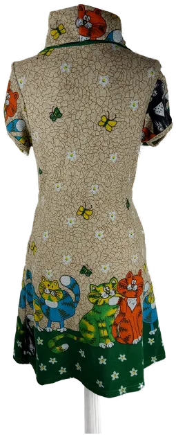 Kleid "Fashion in Style", kurzarm mit Rollkragen, bunt mit Kordel und Einschubtaschn, Größe S (geschätzt) – Bild 3