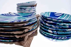 Gmundner Keramik Wasserfall Konvolut / 31-teiliges Set aus Tellern und Schüsseln - Bild 2