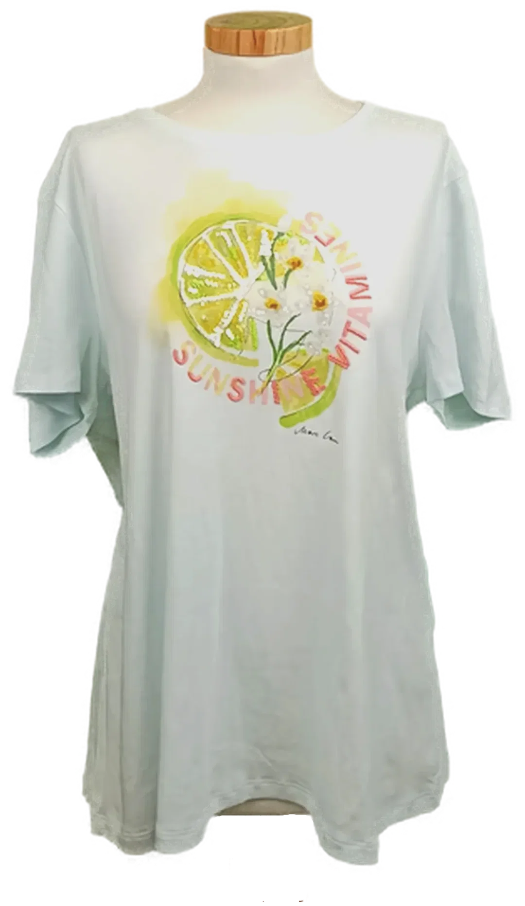 Marc Cain Damen T-Shirt weiß gemustert mit Pailletten Gr. XL - Bild 4