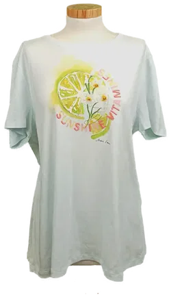 Marc Cain Damen T-Shirt weiß gemustert mit Pailletten Gr. XL - Bild 1