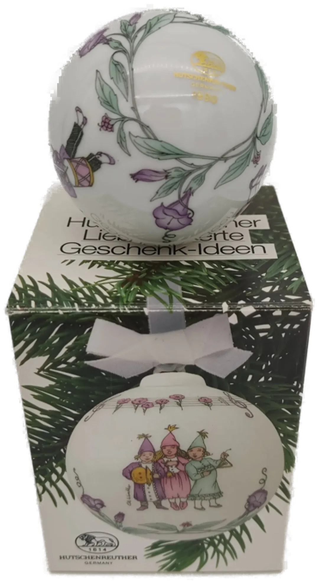Hutschenreuther Weihnachtskugel 1990 aus Porzellan mit Originalverpackung,  – Bild 2