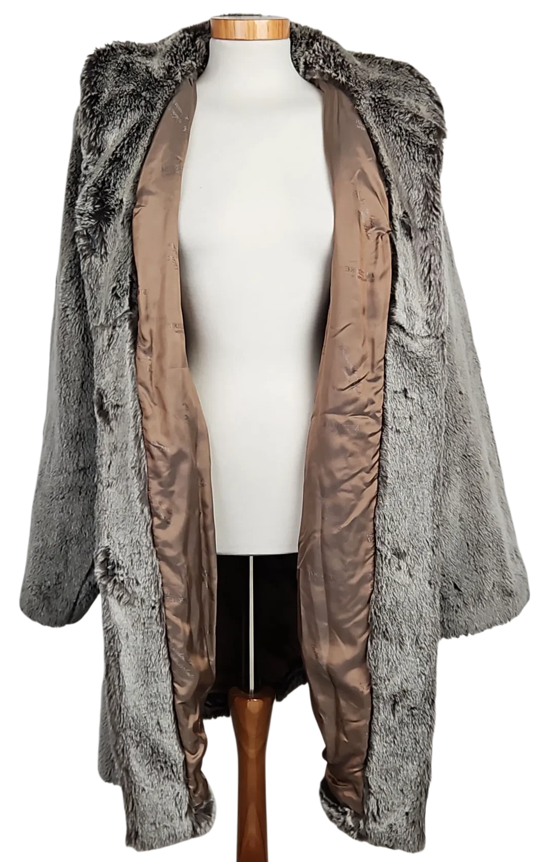 Brigitta Webpelzmode Vintage Damenmantel, grau - Gr. XS – Bild 2