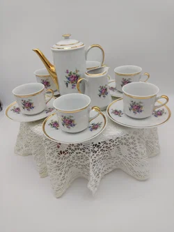  Porzellan-Teeservice mit Kanne & Milchkännchen, Goldrand | Vintage-Charme - Bild 21