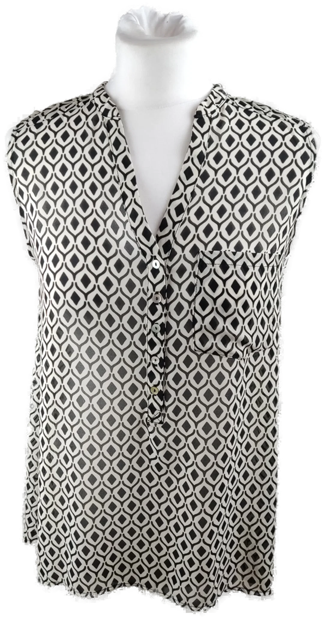 H&M Damenbluse Gr. 36, Weiß-Schwarz Gemustert | Casual-Chic – Bild 1