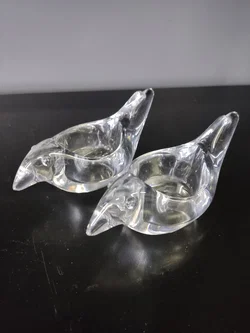 Vogel Kerzen-Teelichthalter aus Glas, 2er Set