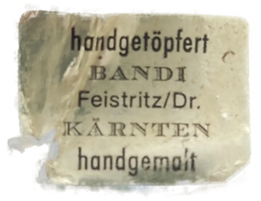 Steinzeug Karaffe von Bandi, Feistriz Österreich, handgetöpfert, handgemalt. D 22 cm / H 16,5 cm – Bild 5