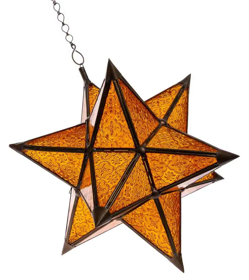 Orientalisch angehauchte Vintage Deko in Sternform zum Aufhängen, orange-gold - Bild 4