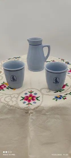 Kleine Kanne mit 2 Bechern, Lilien Porzellan | Wie Neu - Bild 2