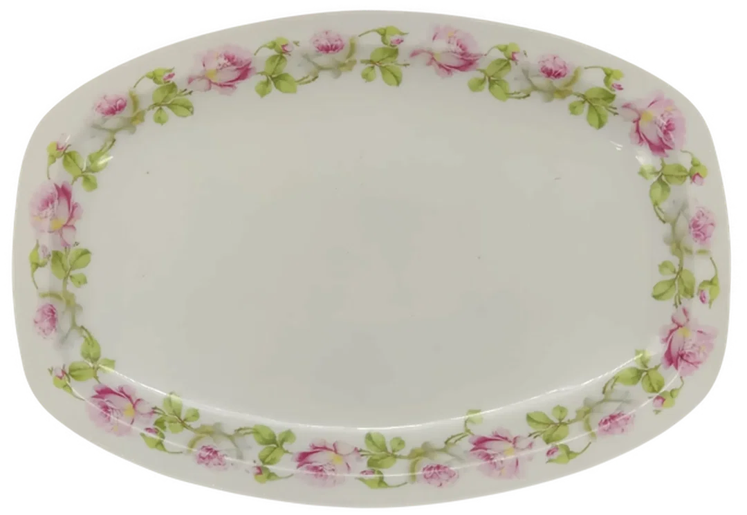 Comte Harrach Karlsbad Teller in weiß mit Blumenmuster, Länge 28,5cm - Bild 3