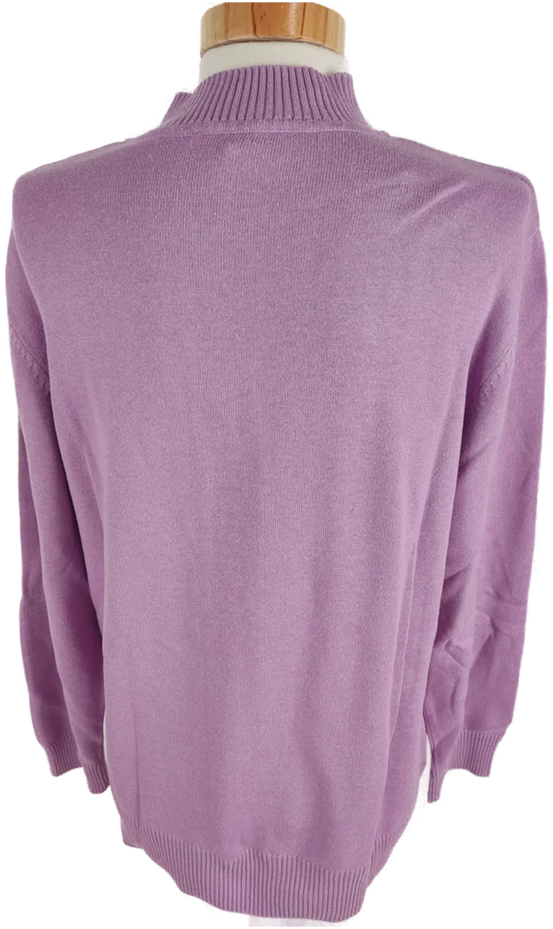 Pullover "Fair Lady", langarm mit Stehkragen, lila mit Knopfleiste, Größe 44 – Bild 4