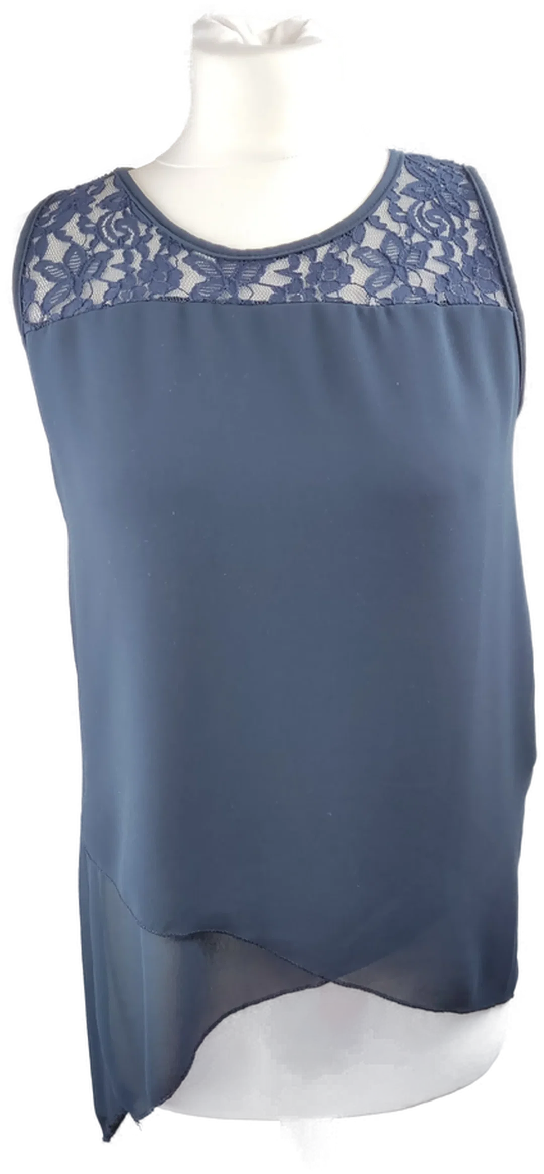 Damenbluse XS/34 Blau Mit Spitzeneinsatz | Zeitloser Charme – Bild 1