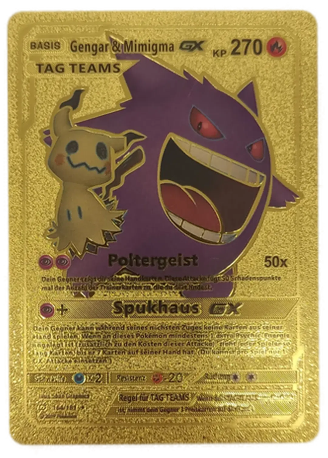 Pokémon Sammelkarte Goldfolie Basis Gengar & Mimigma GX - Bild 1