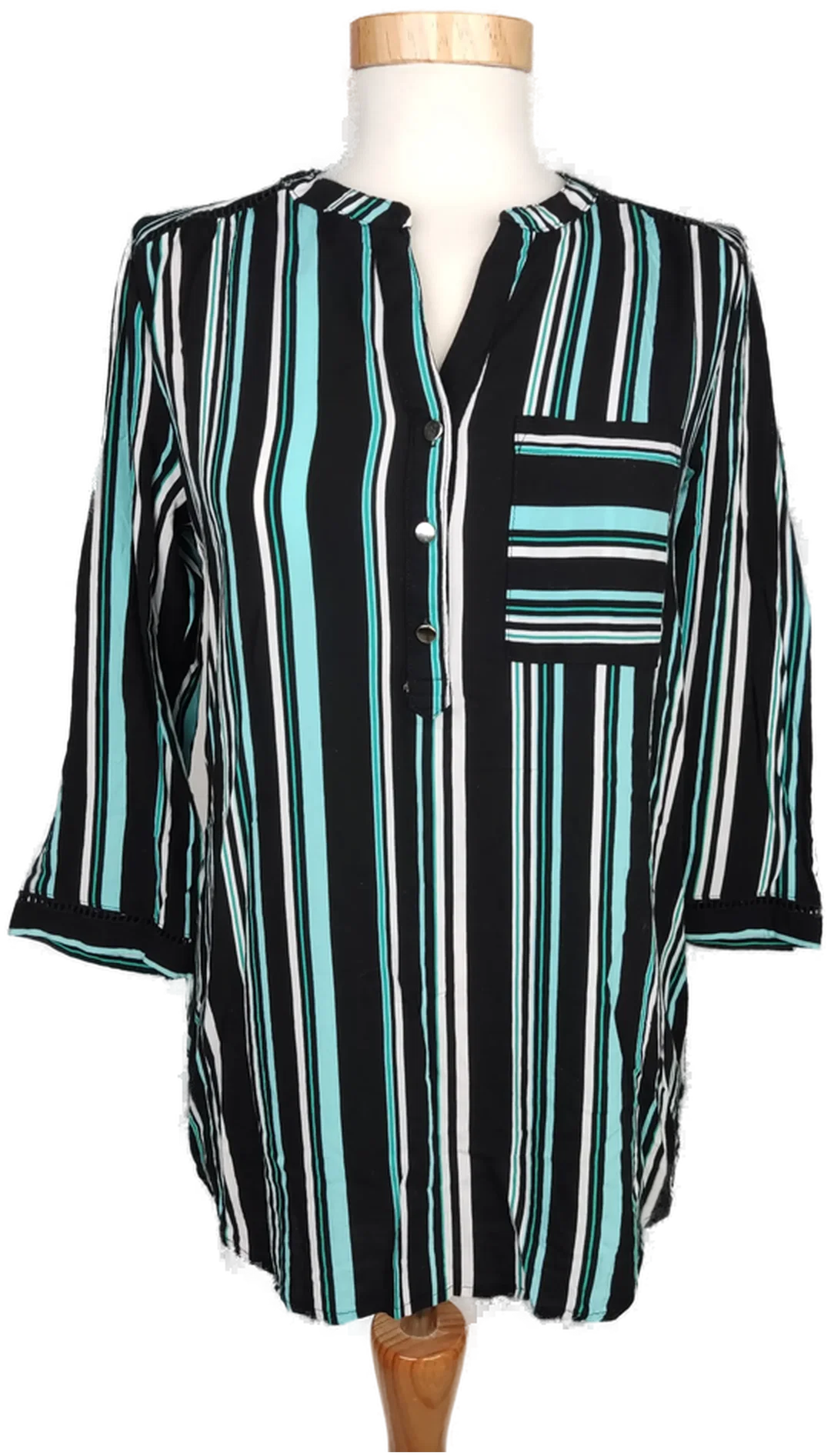 C&A Damen Bluse schwarz/blau/weiß gestreift - S/36 - Bild 1