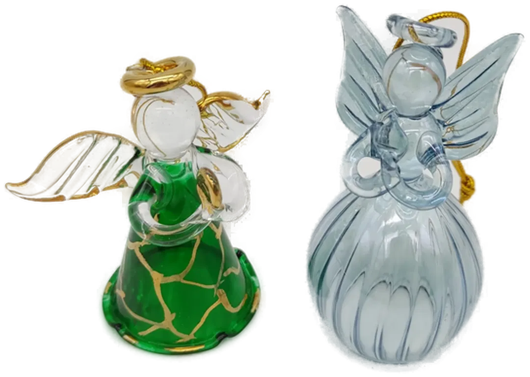 2 Retro Glas-Engel (Weihnachtsbaumschmuck) - Bild 1