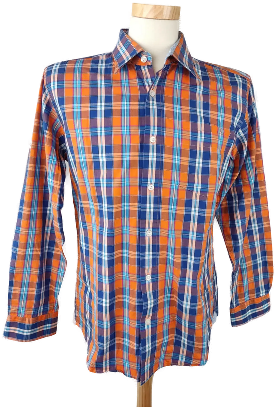 Tom Ramsey Herrenhemd orange/blau kariert - Gr. M - Bild 1