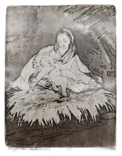 Original Radierung der Geburt Christi - Köll 1987 - Bild 2