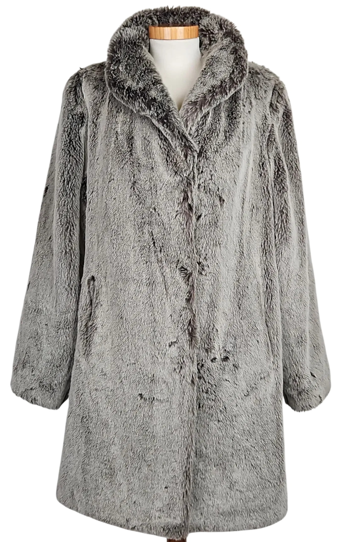 Brigitta Webpelzmode Vintage Damenmantel, grau - Gr. XS - Bild 4