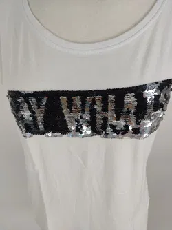 Only T-Shirt mit Pailletten, weiß, Größe M - Bild 2