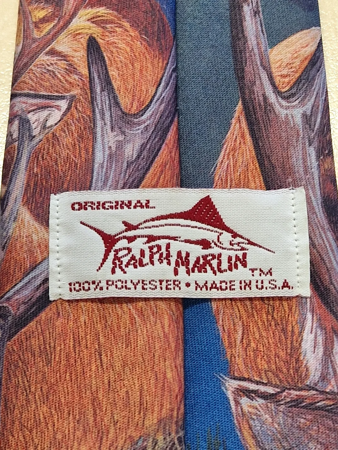 Vintage Ralph Marlin Krawatte "Deer" 1988, Hirsch-Motive – Bild 3