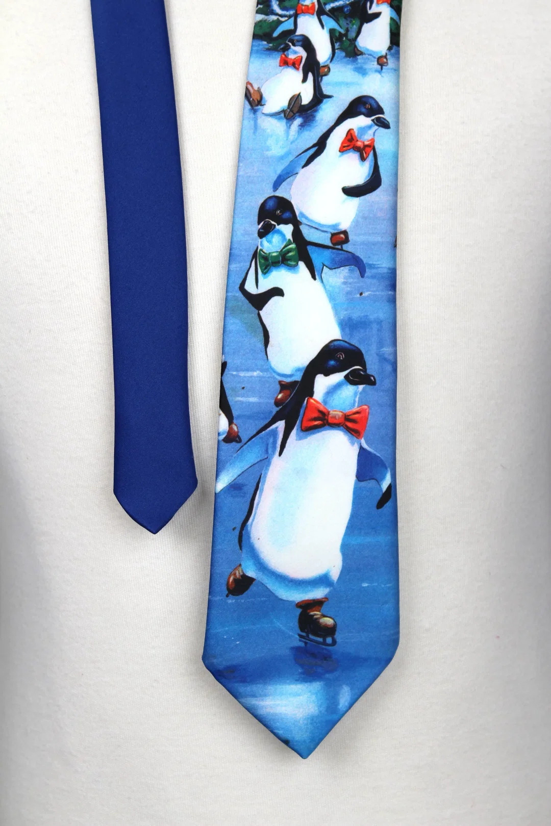 Vintage Ralph Marlin Krawatte "Penguins on Ice" 1990, 90er Pinguin Kult – Bild 2