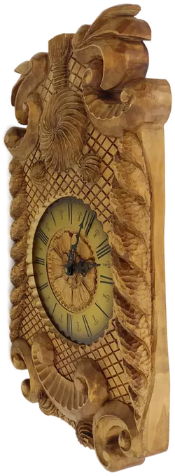 Wanduhr mit Holzschnitzereien, ca. 42 cm, Batteriebetrieb - Bild 3