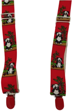 Hosenträger "Pandabär", rot mit Bären, Größe 134/140 – Vorschau 3