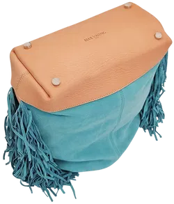 Max V. Koenig Damen Handtasche mit Fransen, türkis/beige - mittel - Bild 3
