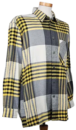 LUIGI Vintage Herren Hemd, gelb/grau - Gr. L  - Bild 2