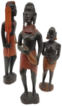  Afrikanische Holzfiguren 3 Stück - 2 Frauen 1 Mann - Bild 2