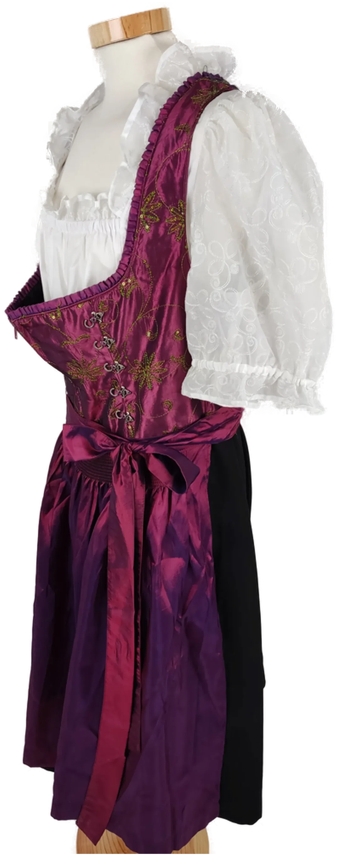 Dirndlkleid "Turi Landhaus", kurzarm, schwarz/pflaume, Größe 46 – Bild 3