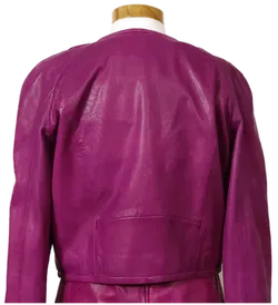 Cigno Nero Damen Zweiteiler Kleid mit Jacke aus Leder in pink Gr.36 - Bild 7