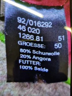 GÖSSL Schladminger Janker, Größe 50, Doppelreiher, 80% Schurwolle, 20% Angora, Futter: 100% Seide - Bild 5