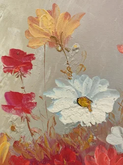 Ölgemälde Leinen auf Holzrahmen mit Golddekor 64×54 cm | Vintage-Schatz - Bild 8