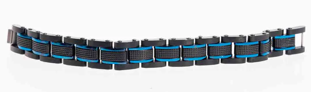 COOLMAN Herren Armband-Edelstahl-Einstellbar in Blau & Schwarz, 18 cm – Bild 3