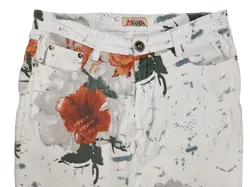 Amanda Damen Hose, weiß/florales Muster - Gr. M - Bild 3