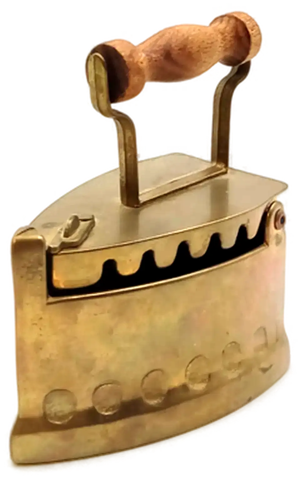 Deko Bügeleisen Antik-Design aus Messing mit Holzgriff - Bild 1