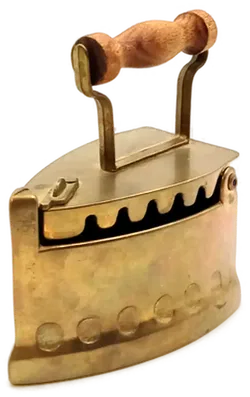 Deko Bügeleisen Antik-Design aus Messing mit Holzgriff - Bild 1