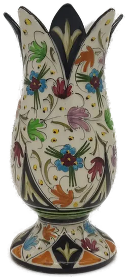 Elegante Porzellanvase mit Blumendekor -mit Motive: 