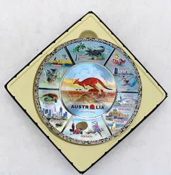 Australien Souvenirteller Ø 15 cm – Motiv „Down Under“ mit Städten & Tieren, farbig - Bild 2