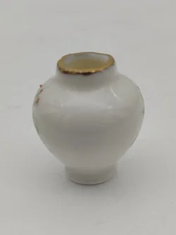 Puppenhaus Zubehör: Miniatur Fürstenberg Porzellanvase mit Rosendekor Goldrand | Sammlerstück  – Vorschau 5