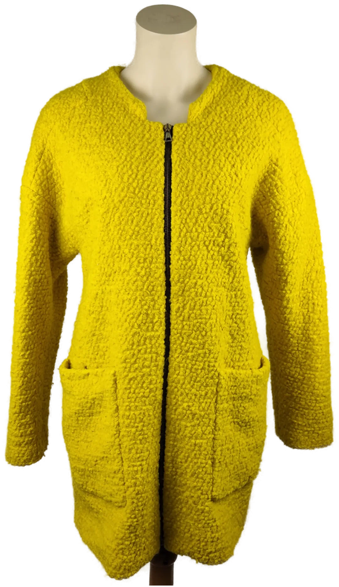 Zara Damenmantel In Gelb, Größe 36 | Moderner Teddylook – Bild 1