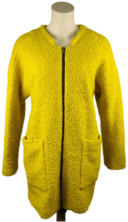 Zara Damenmantel In Gelb, Größe 36 | Moderner Teddylook