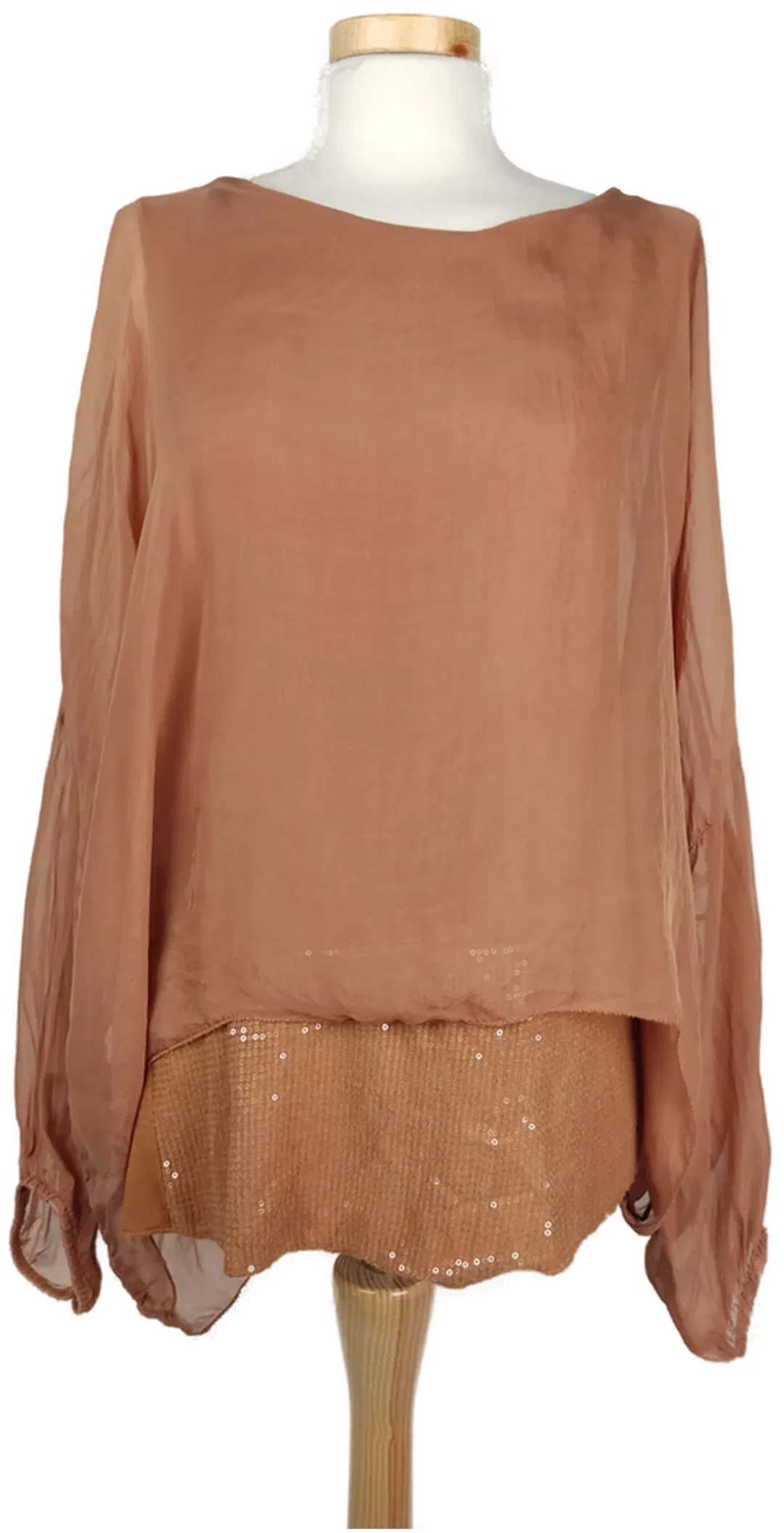Pura Peta Damenbluse braun mit Pailletten - M/38 - Bild 4