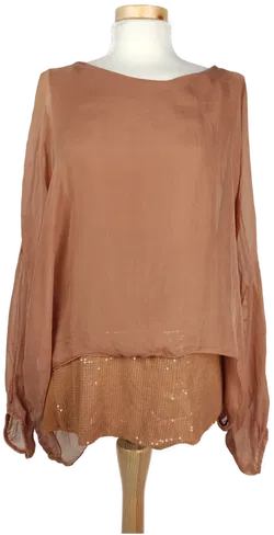 Pura Peta Damenbluse braun mit Pailletten - M/38 - Bild 1