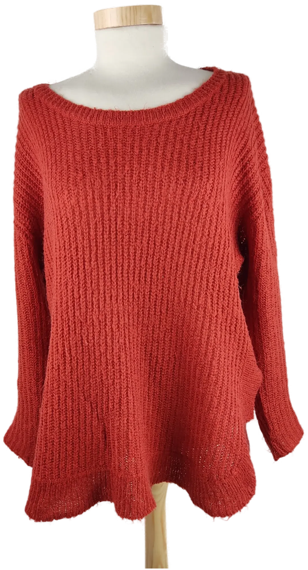 Pullover 'Amisu', langarm mit Rundhalsausschnitt, gestrickt, terracotta, Größe S - Bild 1