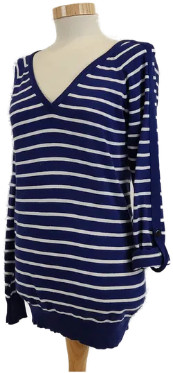 Damen Langarmpulli gestreift mit Ärmelriegel, Marinelook, Gr. XL - Bild 3