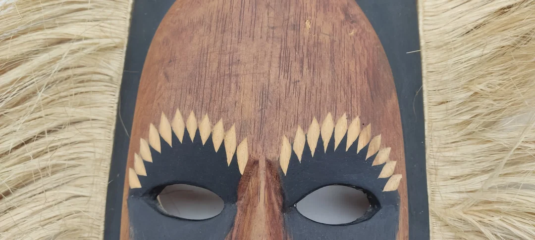 Afrikanische Maske Holz braun/mehrfarbig – Bild 3